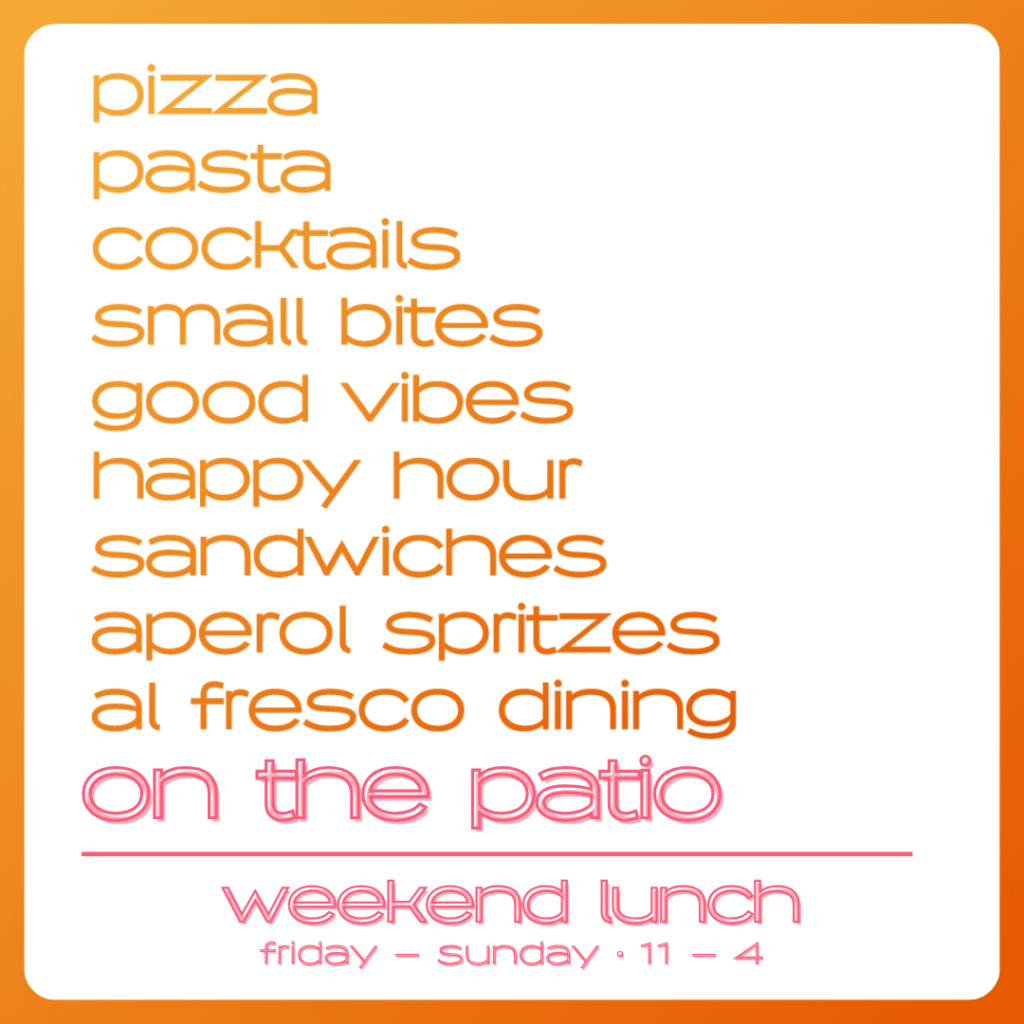 Al fresco season has officially arrived at Bar Salotto. Patio tables are waiting. Join us for an al fresco lunch!